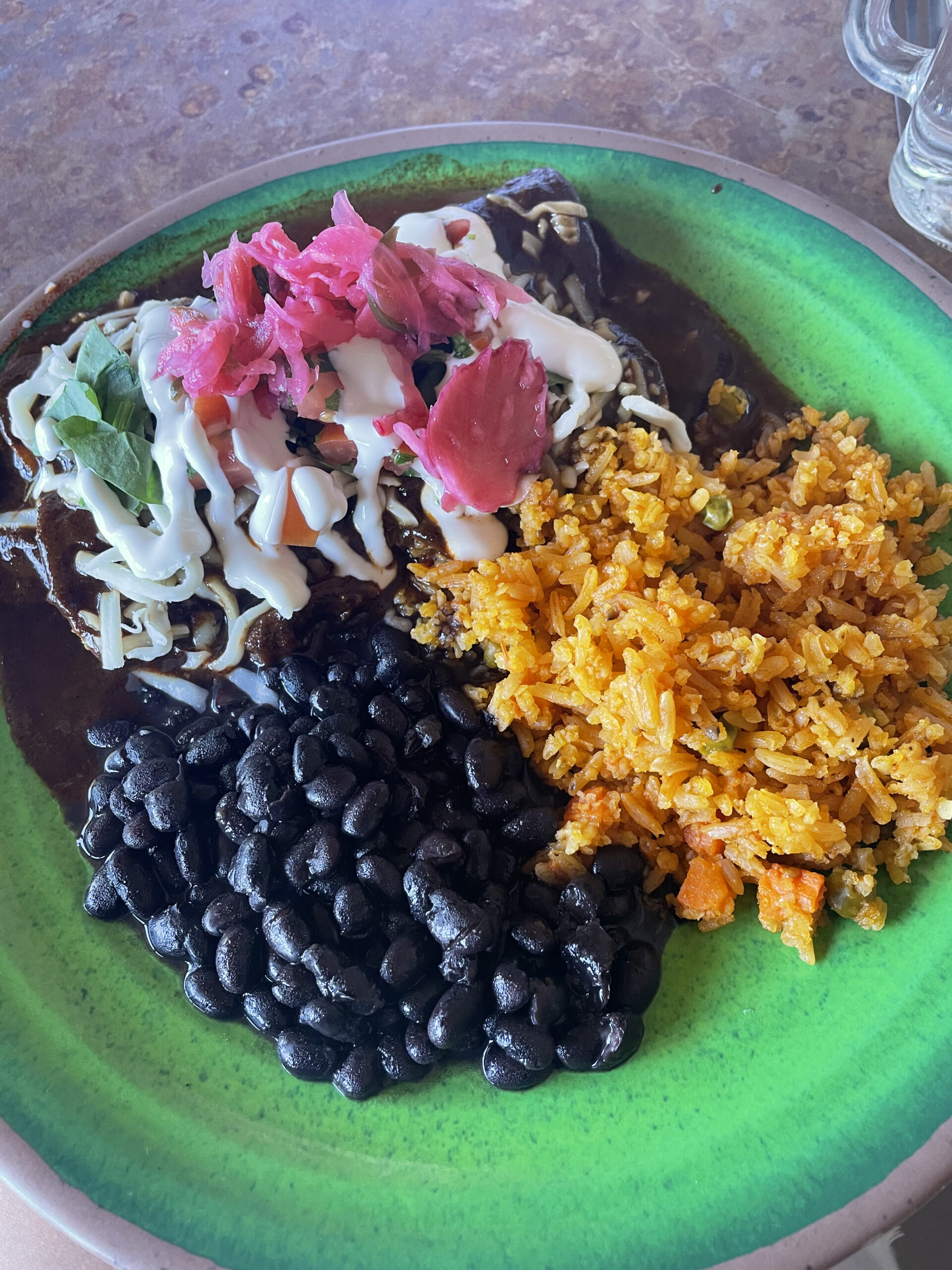 plate with Mexican food at Tamaliza in Sedona