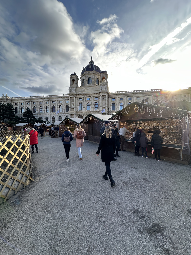 girl walking in Vienna at a Christmas Market